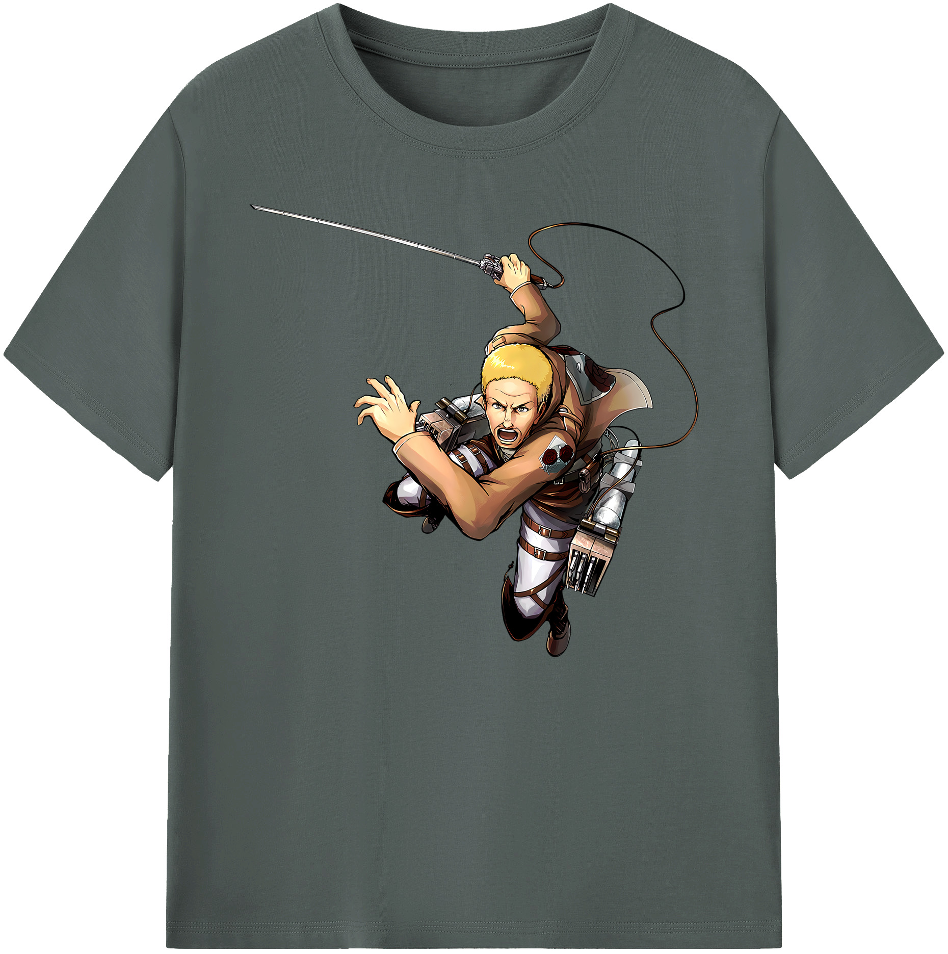 （画像用） 進撃の巨人 ハンネス Attack on Titan Hannes 綿100％ メンズ半袖Tシャツ｜肌触りやわらか＆通気性